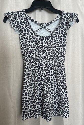 🐆 Girls Leopard Print Ruffle-Sleeve Romper – Size 7Y SHEIN - Picture 6 of 7