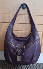 * TIGNANELLO * PURPLE GENUINE LEATHER MULTI COMPARTMENT BAG (METAL CHARM)