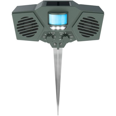 Solar Powered Motion Activated Ultrasonic with Flashing Strobe Light Outdoor ...