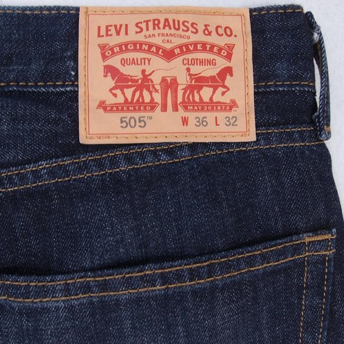 Hombres Levi's 505 Regular Recto Azul Jeans W36 L34 - Imagen 5 de 8