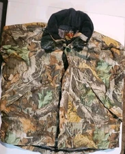 Stearns Jacket Mens XL Camo Mossy Oak Waterproof Dry Wear Hooded Hunting Zip