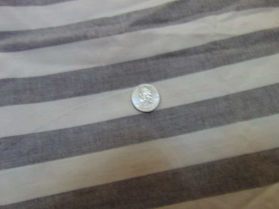 New Gray & White Wide Striped Cotton Sewing Craft Fabric Material 3 1/2 + yards - Image 3 of 3