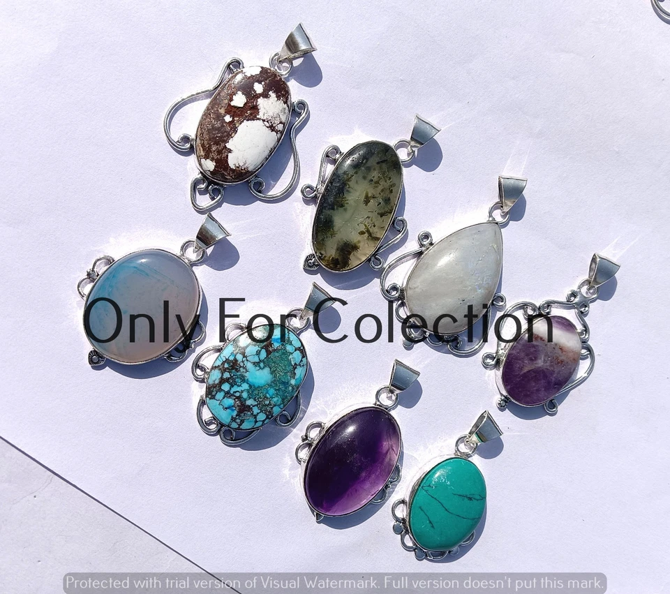 925 Sterling Silver Plated Turquoise & Mix Gemstone Butterfly Pendant Bulk Lot - Image 3 of 3
