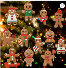 GINGERBREAD GIRLS  BOYS PLASTIC RUBBER CHRISTMAS TREE ORNAMENTS