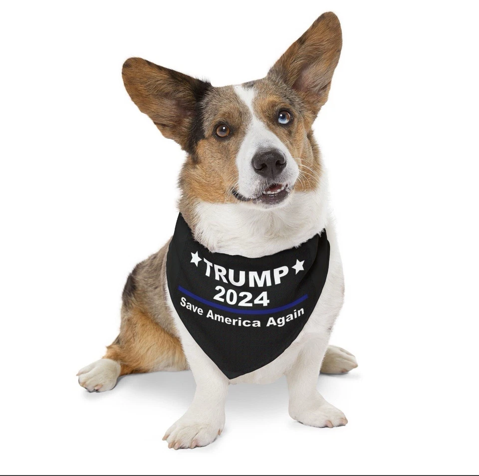 Bandana para perro sobre el cuello Trump Bandanas 2 CAPAS Trump Vance 2024 Foto 3 de 4