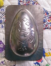 Vintage Chocolate Mold Easter Egg HALF Large Rooster and Stars 5 1/2 inches