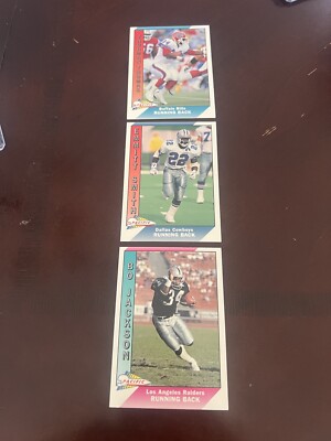 1991 Pacific Football 3 Running Back Greats Card Lot Emmitt Smith s Rookie Plus