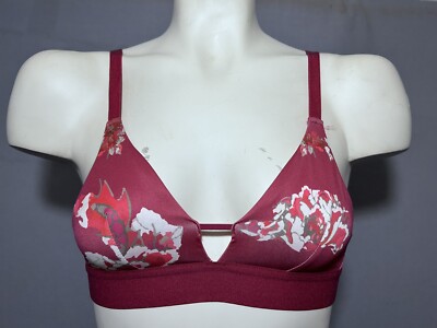 NAJA Isla Triangle Bralette X-Small Burgundy Watercolor Floral Print  
