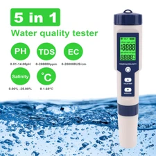 5 In 1 Digital PH/TDS/EC/Salinity/Temperature Water Quality Meter Tester Tool US