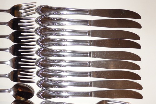 Vintage SL&GH Rogers Oneida HOMESTEAD Set di Posate Acciaio Inox 49pz Servizio per 9 - Foto 3 di 10