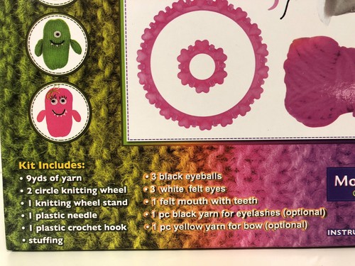 Expressions Monster Knit Craft Kit Hilo Púrpura Pestañas Arco de Cabello Incluido Brigh - Imagen 5 de 5