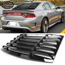 Fit 11-23 Dodge Charger Rear Window Louver Cover Ikon Style Gloss Black Abs 2pcs