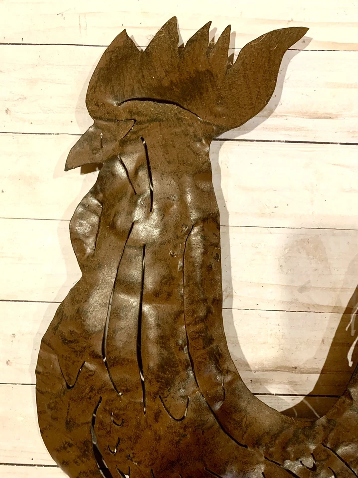 Французская страна большой старый металлический ржавый петух стены вися скульптура ферма декор - Изображение 3 из 4