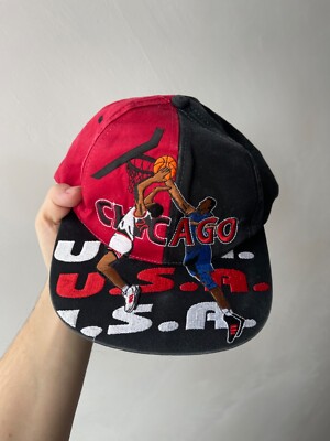 Vintage 90s Chicago Basketball Snapback Hat Cap All Over Print NBA