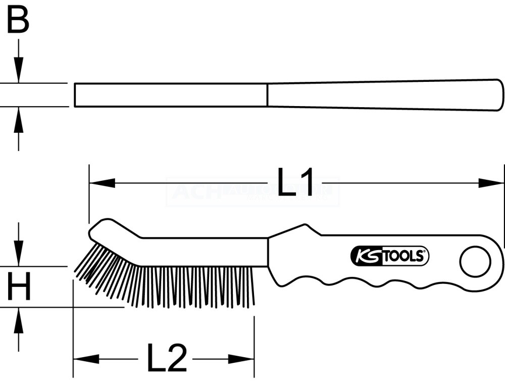 KS Tools Steel Wire Caliper Wire Brush 2 Row - 201.2320