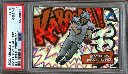 Matthew Stafford 2022 Absolute KABOOM SSP CASE HIT Detroit Lions PSA 10