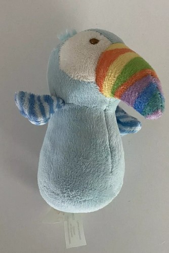 Nat & Jules Plush Blue Stuffed Bird Toucan Soft Baby Toy Stripes Rattle - Picture 3 of 3