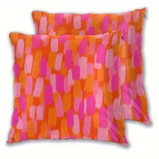 2pcs Short Plush Pink And Orange Throw Pillow Covers 45.72x45.72 Cm Hot Pink Ret