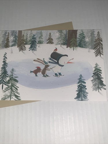Hallmark Christmas Card: Snowman Skating In Woodland Happiness Headed Your Way - Picture 3 of 7
