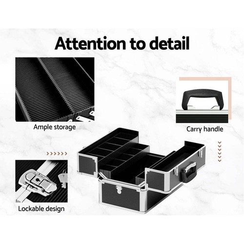 Embellir Portable Cosmetic Beauty Makeup Case- Black - Picture 7 of 8