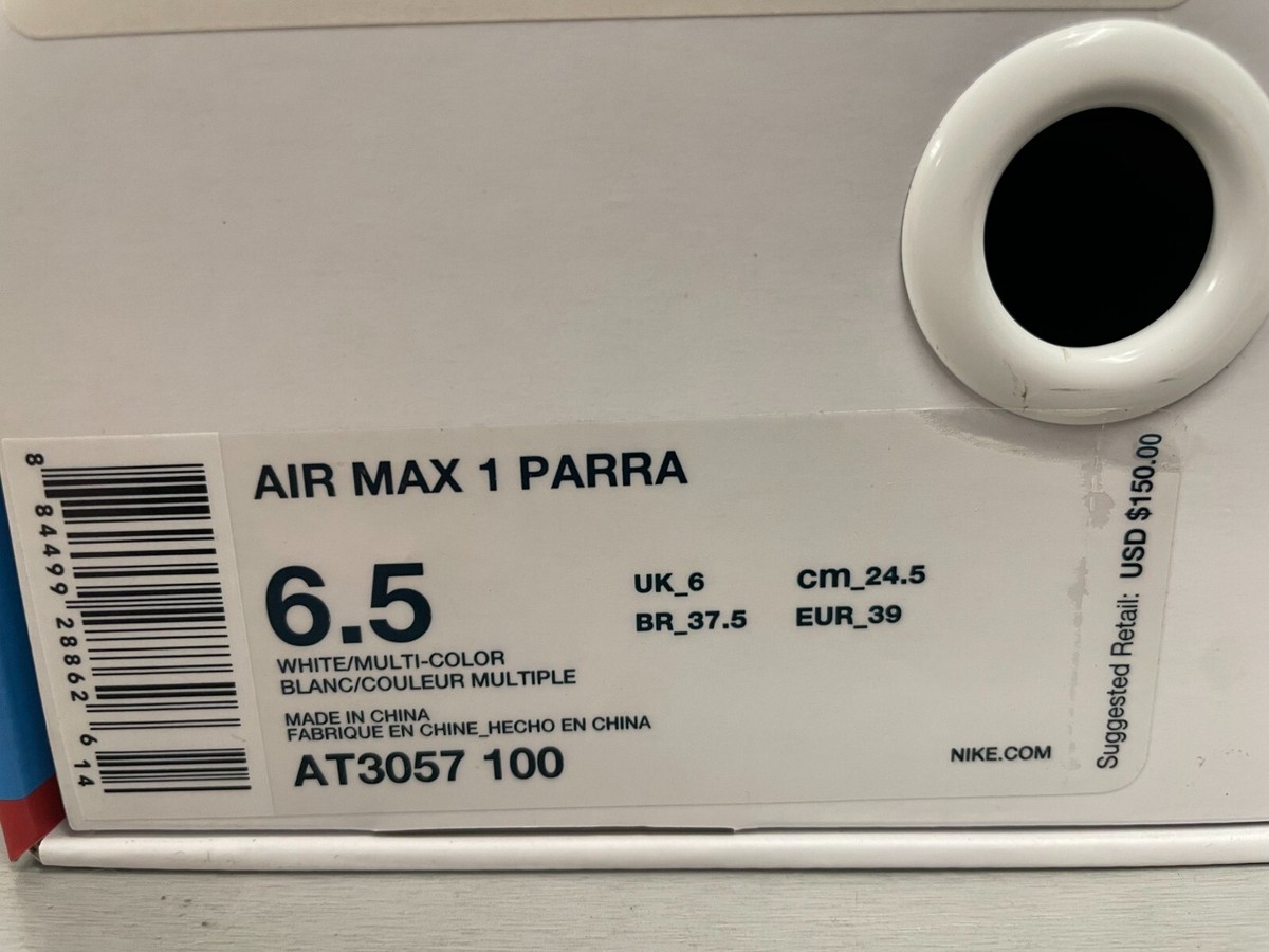 NIKE X PARRA AIR MAX 1 SZ 6.5 AT3057-100 | eBay