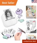 Mini Portable Sticker Printer - Pocket Printer with 3 Rolls Paper, Bluetooth ...