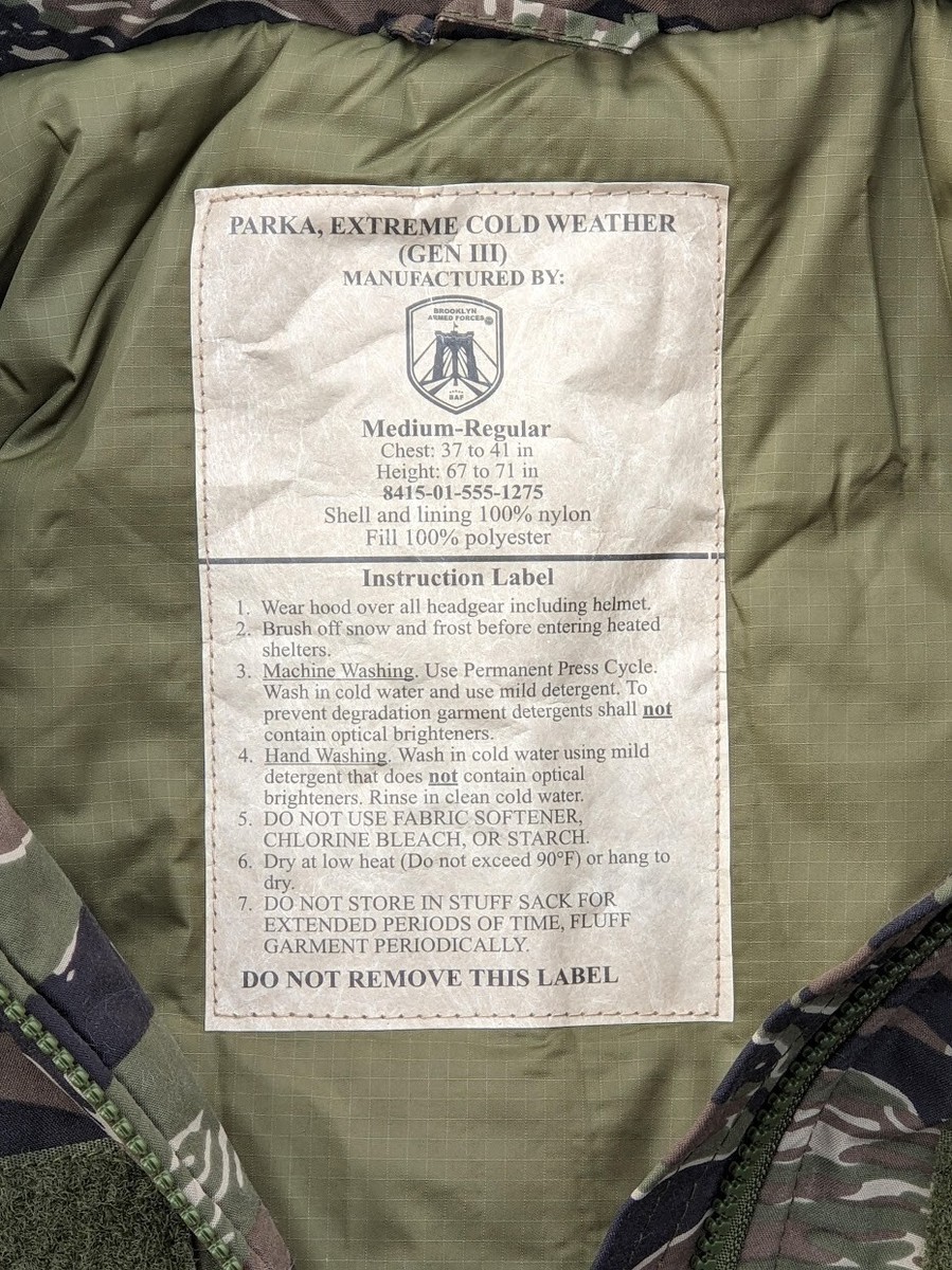 US Army Cold Weather Parka Primaloft Jacket ECWCS Tiger US Army Cold Weather Parka Primaloft Jacket ECWCS Tiger