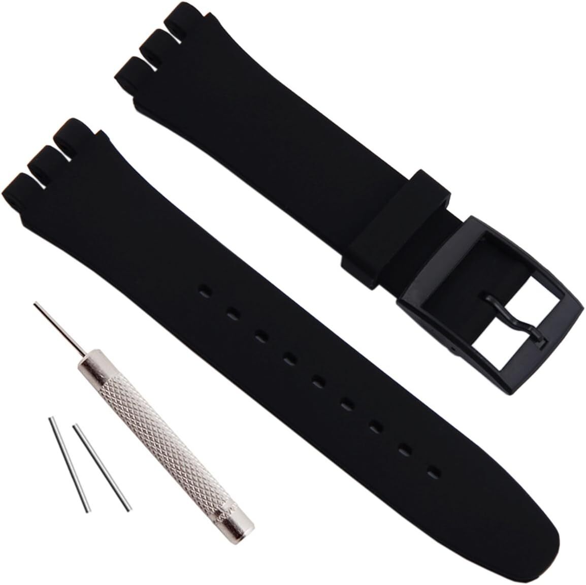 Replacement Waterproof Silicone Rubber Watch Strap Watch Band for Swatch (17mm 1