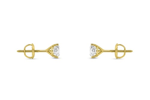 3/4 Ct Round LabCreated Grown Diamond Earrings 14K Yellow Gold D/VVS 3ProngScrew - Picture 3 of 4