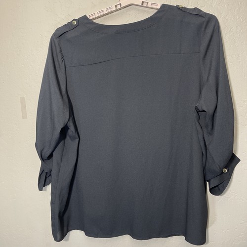 Avenue Blusa Rotolo Tab Bottone Nero Taglia 22/24 - Foto 6 di 6