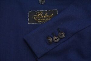 Belvest Ryal Blue Lightweight Textured Wool Sport Coat Jacket Sz 44R