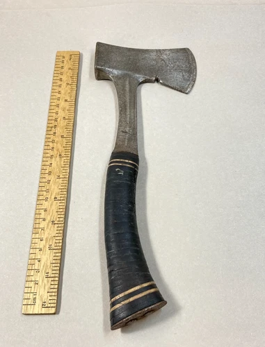 Vintage Estwing Hatchet Nail Puller Notch Stacked Leather Handle 24A USA
