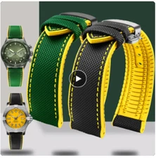 Waterproof Watch Band Colorful Nylon Durable Rubber Bottom Wrist Strap 20-24mm