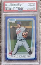 2011 Bowman Draft BDPP53 Francisco Lindor Pros Chrome Blue Refractor PSA 10 POP4