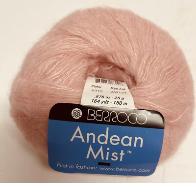 Berroco Andean Mist Baby Suri Alpaca/Mulberry Silk Yarn Unit Of 1   Pink New