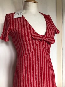 Brand New Zara Medium 10 12 Red White Striped Bow Summer Holiday