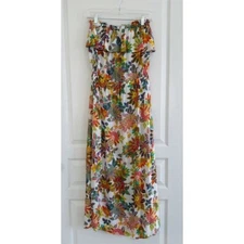 Bleu Rod Beattie Floral Strapless Swim Cover Up Dress Medium Ruffle