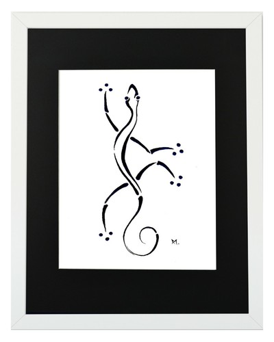 Gecko Black Matted Print 11"x14", framed or unframed. - Picture 2 of 5