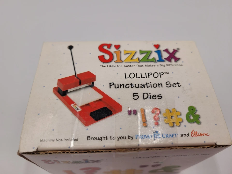 Sizzix棒棒糖标点套装5个模具剪贴簿教师学校墨盒 — 第 3/4 张图片