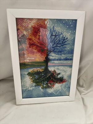 4 Seasons Colorful Mosaic Lucky Tree Wall Art Winter Spring Summer Fall
