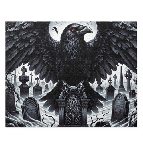 Puzzle 500-Piece Gothic Horror Raven Tombstone Art - 第 1/4 張圖片