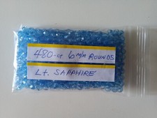 "LIGHT SAPPHIRE BEADS" - 6 m/m ROUNDS - 480-ct - NEW