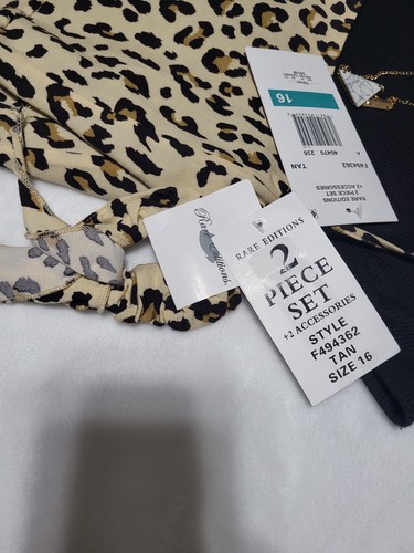 Rare Editions Girl's Cheetah Print Jumper Knit Black Shirt Short Sleeve Size 16 - Picture 6 of 12