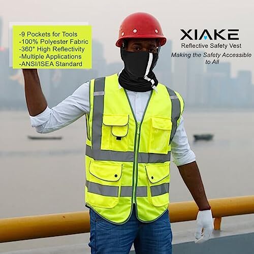 9 Pockets Class 2 High Visibility Reflective Safety Vest for Men Large Yellow - Picture 6 of 7