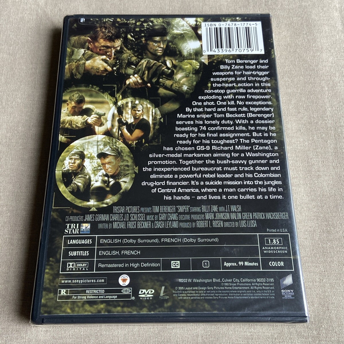 Sniper (DVD, 1993) Action War Thriller Tom Berenger Billy