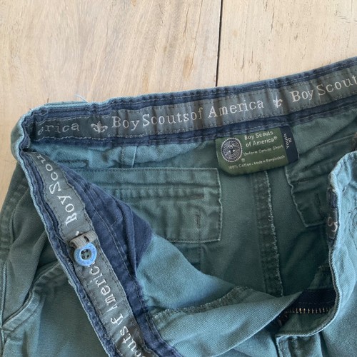 Boy Scouts Of America BSA Cargo Shorts Youth 10 Green Cotton Canvas Pockets - Picture 3 of 6