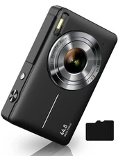 1080P Digital Camera w/ 32GB SD Card, 16X Zoom - Compact Point & Shoot for Kids