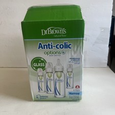 Dr. Brown's Natural Flow Anti-Colic Narrow Glass Baby Bottle 8 oz / 4 Pack BNIB