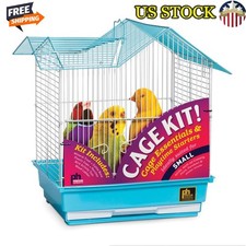 Bird Cage Starter Kit Double Roof W/ Toys Perches Accessories Small Birds New