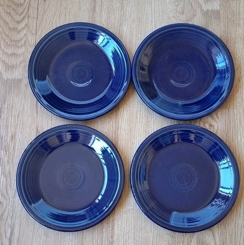 HLC Homer Laughlin Fiesta Ware Cobalt Blue 7” Salad Dessert Plates Set Of 4